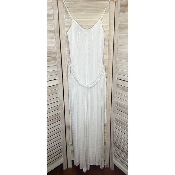 Majorelle New Love White Metallic Lurex Threads Wide Leg Jumpsuit M - Picture 5 of 10